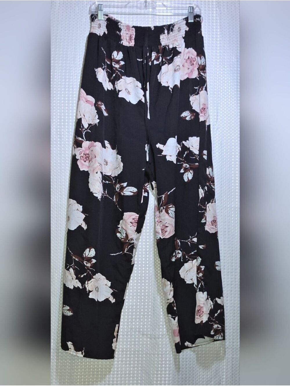 Romantic Floral Palazzo Pants Wide Leg Boho Resort Vacation Cottagecore Size L - Picture 7 of 15